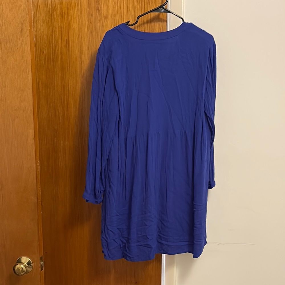 Old Navy Blue 3/4 Sleeve Pleated Dress - Picture 5 of 5